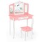 Kids Vanity Princess Makeup Dressing Table Chair Set W/ Tri-Folding Mirror
